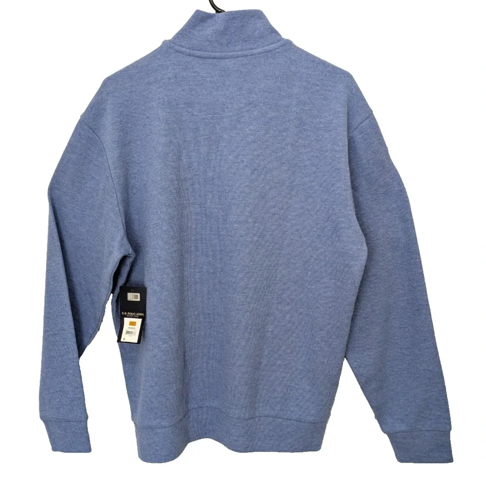 Men's US Polo Assn 1/4 Zip Pullover Blue Large Long Sleeve Sweater - Picture 3 of 10